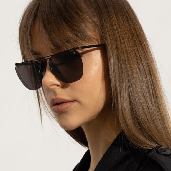 NEW SL600 001 SAINT LAURENT SUNGLASSES UNISEX BLACK ROUND EYEWEAR - Picture 1 of 4